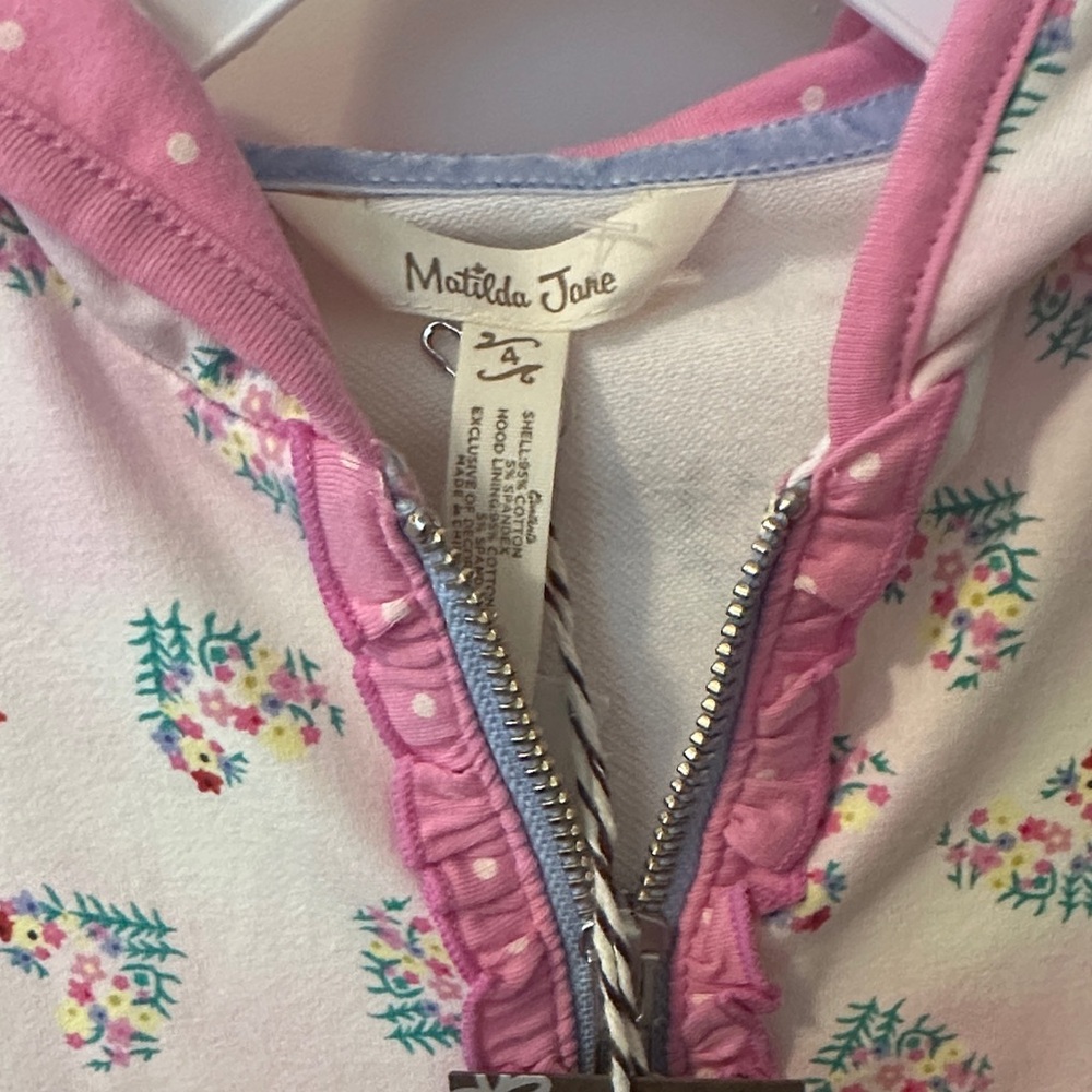 Matilda Jane Kids Floral Hoodie - Pink and White - Picture 2 of 4